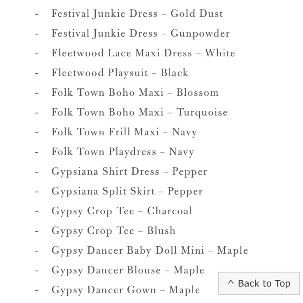 🌿 Spell and the Gypsy List of Copied Garments - Picture 4 of 8